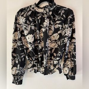 Parisian Floral Mock Neck Blouse